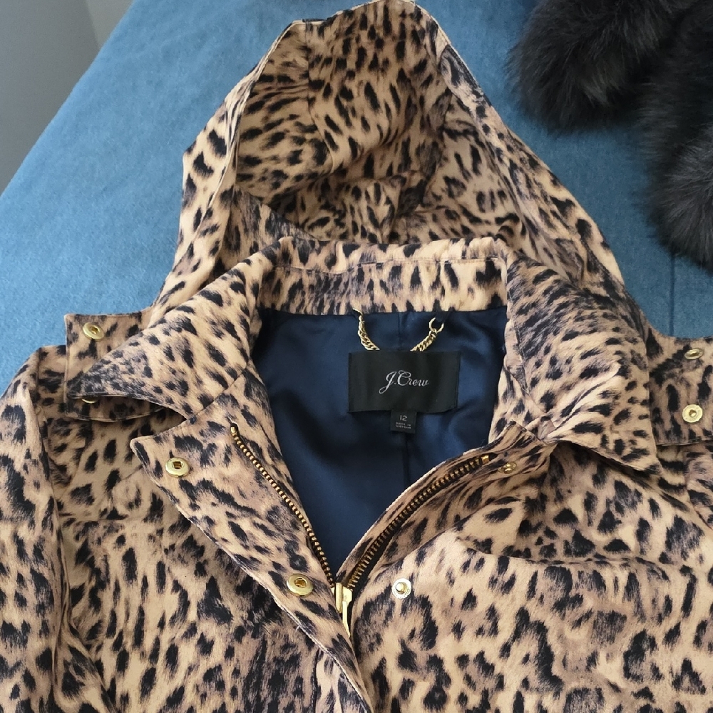 J. Crew Animal Print Rain/Trench Jacket Size 12